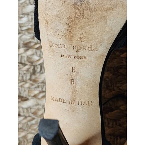 Kate Spade Gala Polka Dot Heels Size 8 Metallic Platforms Stiletto Black Suede - Picture 10 of 11